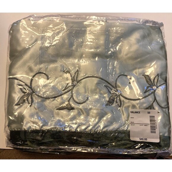 NWT JCPenney Home Window Valance HARLOW Embroidered Botanical Rhinestone Satin - Picture 1 of 9